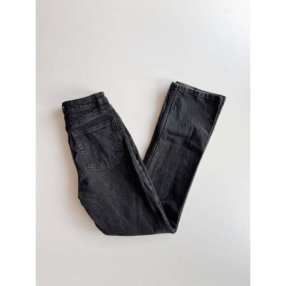REFORMATION Jax Black Stretch High Rise Straight Jeans, Size 23 - Picture 2 of 12